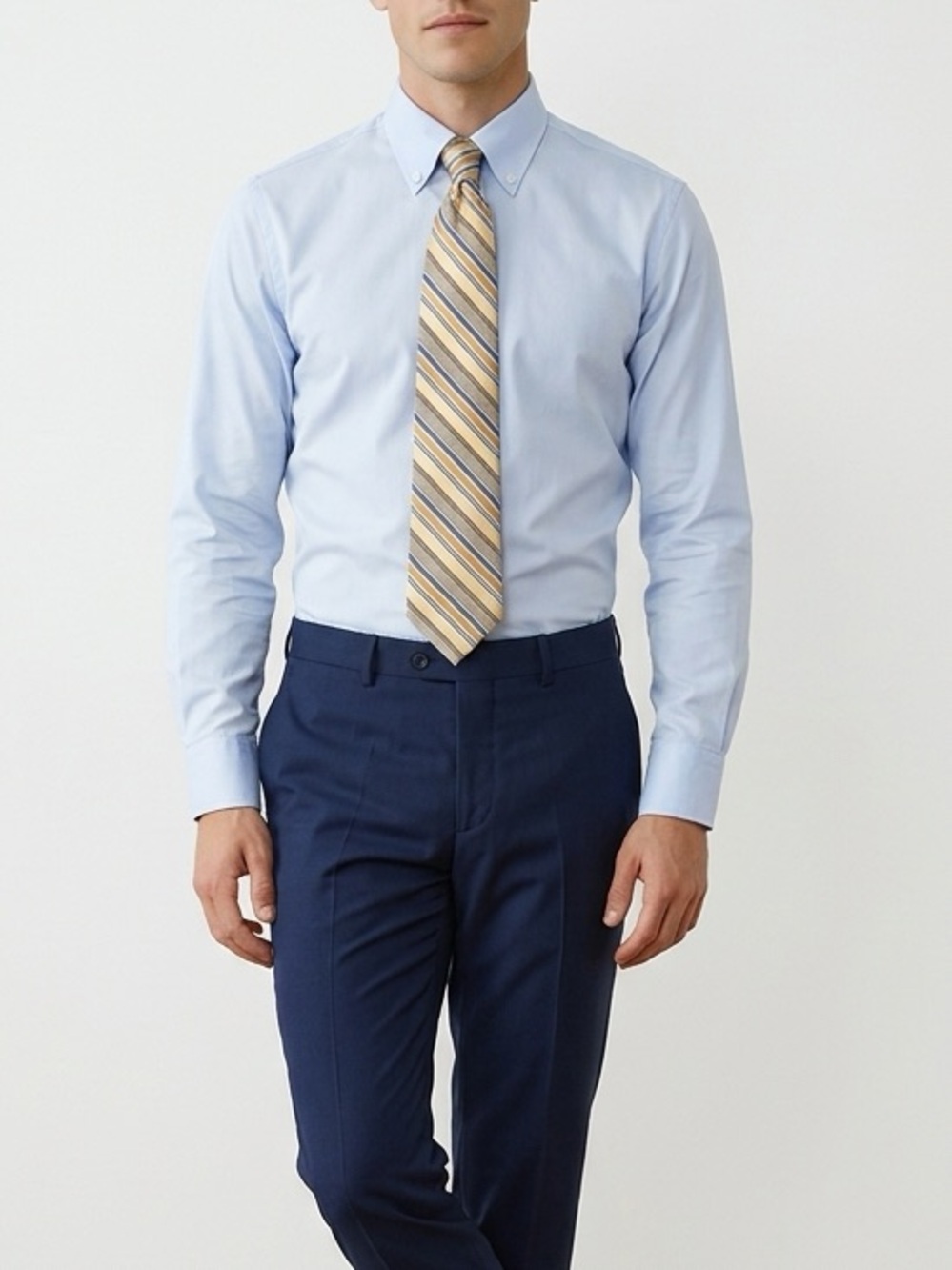 ENRO Elegant Men's Striped Tie in Yellow and Blue 100% Silk